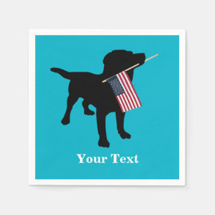 Guardanapo De Papel Cão preto do laboratório com a bandeira american