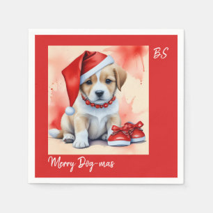 Guardanapo De Papel Cãozinho bonito em disfarce   Natal festivo