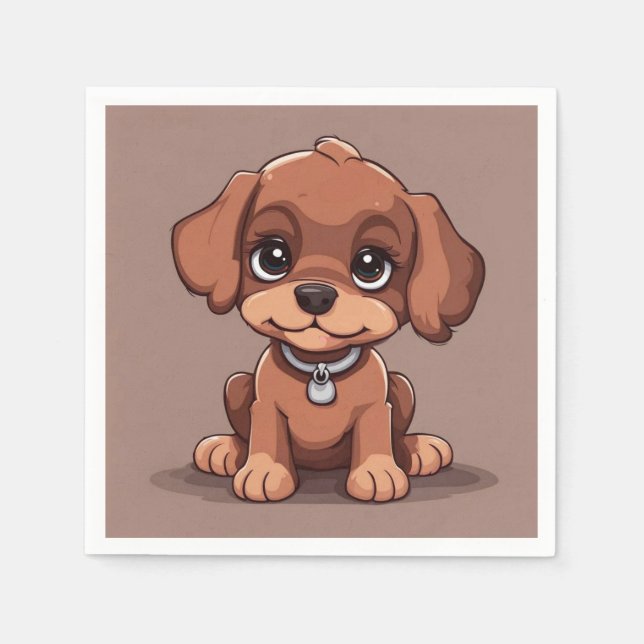 Guardanapo De Papel Cãozinho castanho-branco (Frente)