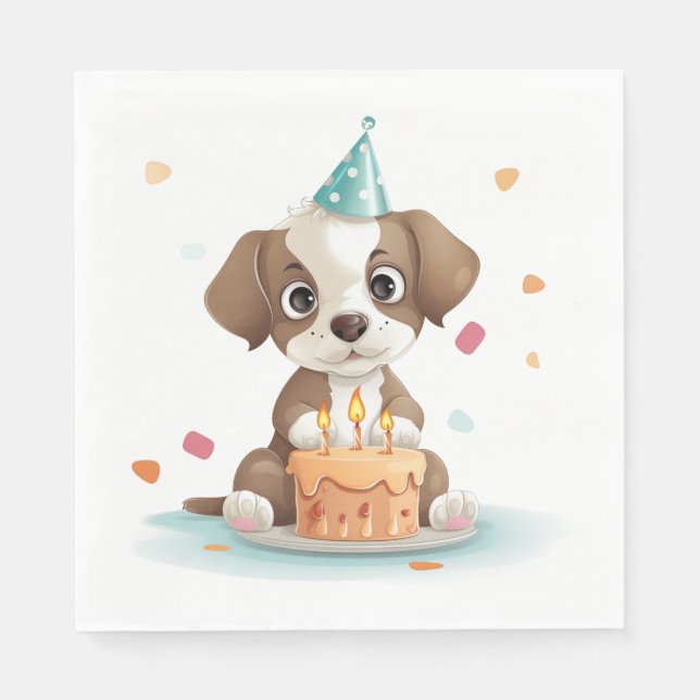 Guardanapo De Papel Cãozinho de aniversário (Frente)
