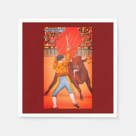 Guardanapo De Papel Capa Habilidosa de Matador vs. Touro Enfurecido