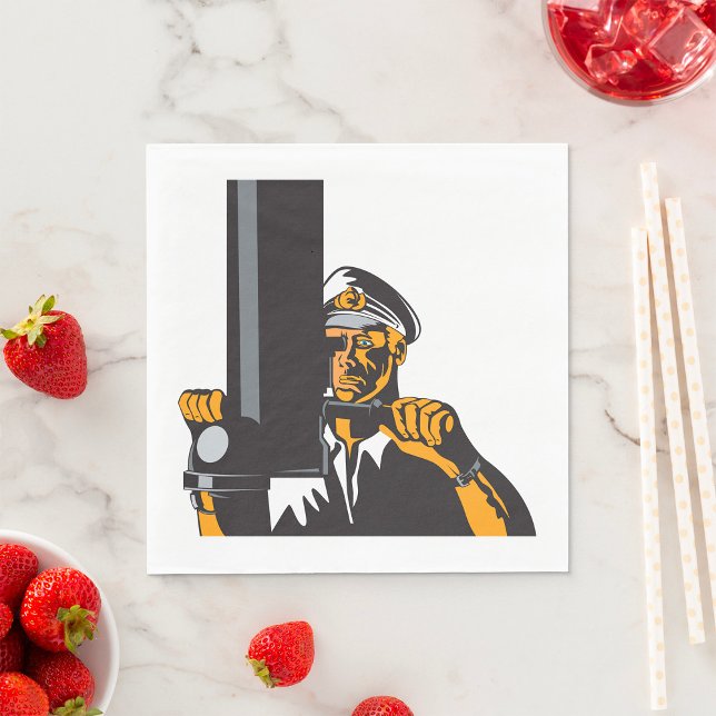 Guardanapo De Papel Capitão Submarino Náutico Usando Periscópio (Criador carregado)