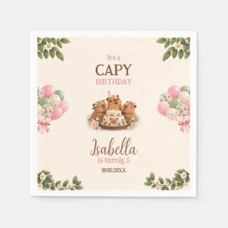 Guardanapo De Papel Capivara Capy Festa Fofa Rosa Kawaii Aniversário d
