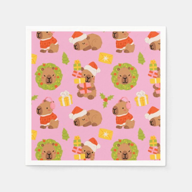 Guardanapo De Papel Capivara de Natal Fofo (Frente)