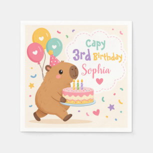 Guardanapo De Papel Capivara Menina Fofa Capy Aniversário de 3 anos Bo