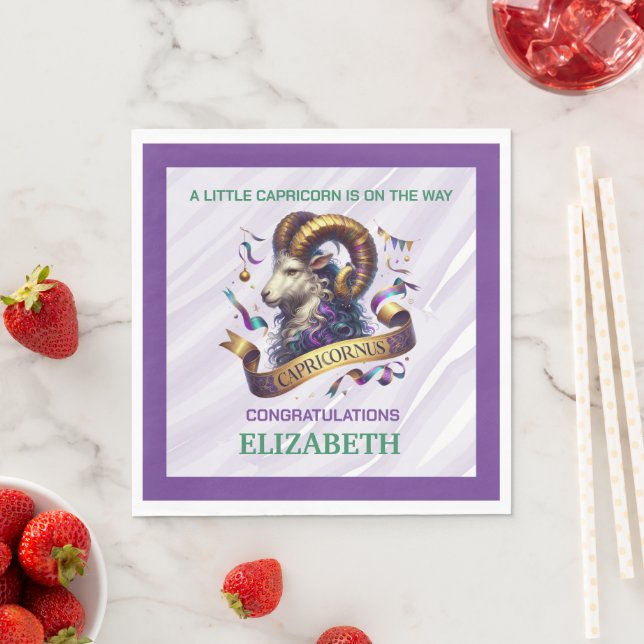Guardanapo De Papel Capricorn Zodiac Baby Shower (Insitu)