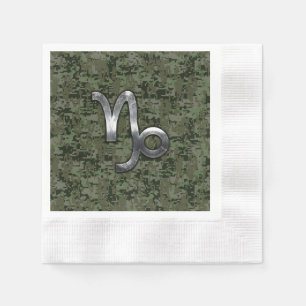 Guardanapo De Papel Capricórnio Zodiac Sinal sobre o camo digital verd