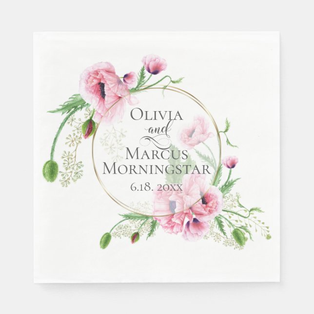 Guardanapo De Papel Cápsulas e Folhas de Cor-de-Água Rosa (Frente)