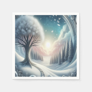 Guardanapo De Papel Capturar a cena de inverno da arte e cristais de n