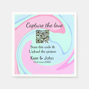 Guardanapo De Papel Capturar a combinação azul-rosa do marble add QR s