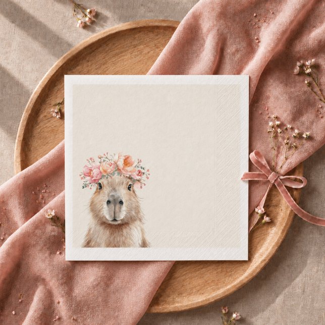Guardanapo De Papel Capybara Baby Shower • Boho style Napkin (Capybara napkin)