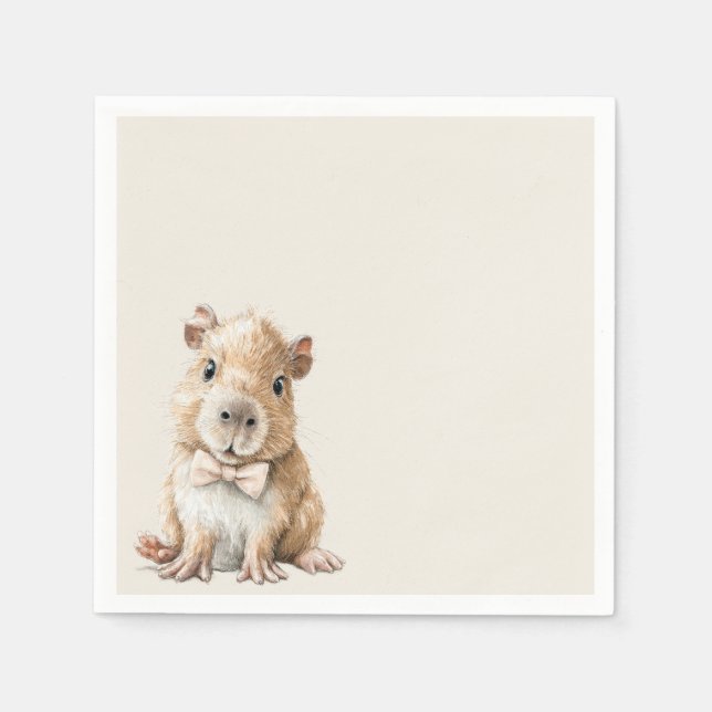 Guardanapo De Papel Capybara Baby Shower Napkin • Girl Edition (Frente)