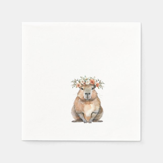 Guardanapo De Papel Capybara Baby Shower • Oh Baby Wildflower (Frente)