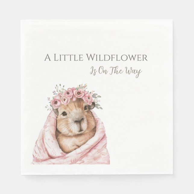 Guardanapo De Papel Capybara Baby Shower • Wildflower Napkin (Frente)