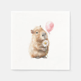 Guardanapo De Papel Capybara Birthday Napkin • Cute Animal Party