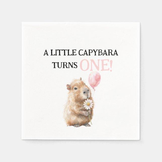 Guardanapo De Papel Capybara Birthday Napkin • First Birthday (Frente)