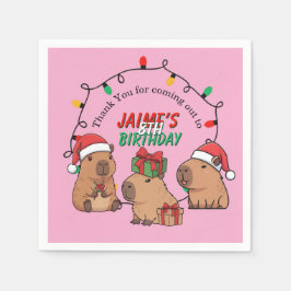 Guardanapo De Papel Capybara Pink Christmas Holiday Birthday