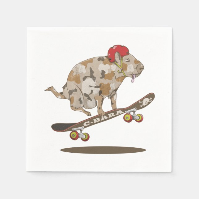 Guardanapo De Papel Capybara Skateboard ollie (Frente)