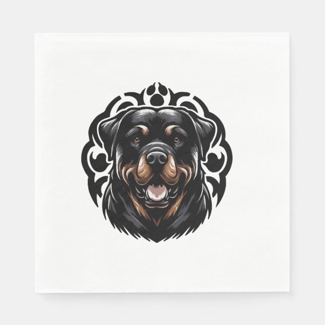 Guardanapo De Papel Cara de Cachorro Rottweiler (Frente)