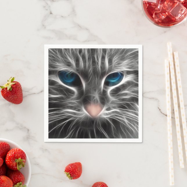 Guardanapo De Papel Cara de Gato Azul Incrível (Insitu)