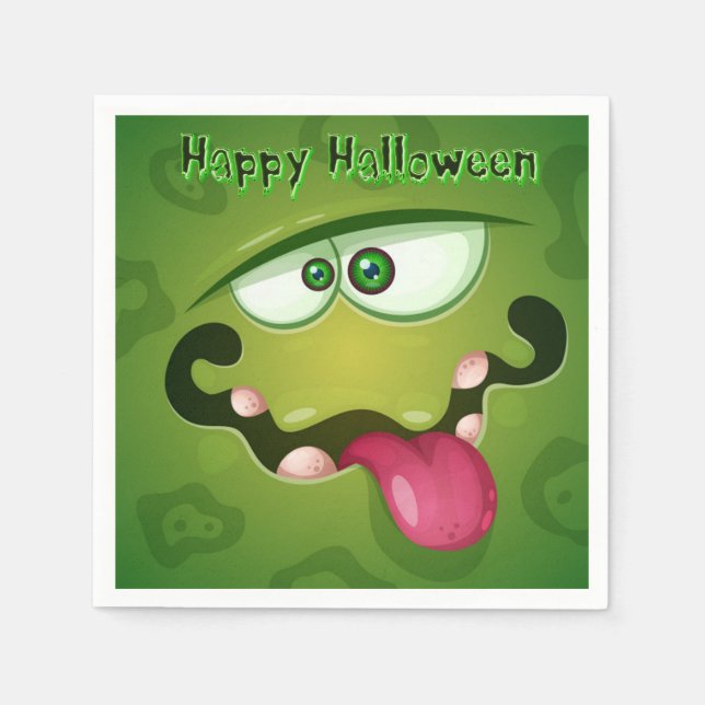 Guardanapo De Papel Cara de monstro verde louco (Frente)