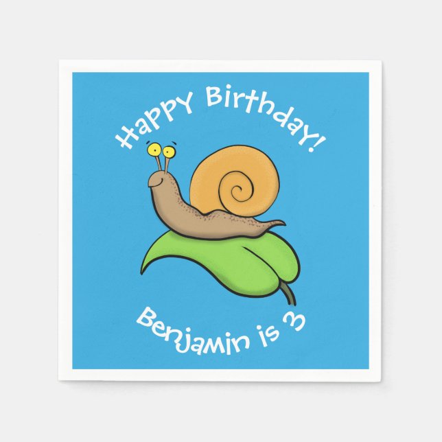 Guardanapo De Papel Caracol bonito e feliz numa ilustração de desenho  (Frente)