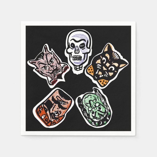 Guardanapo De Papel Caracteres Clássicos do Halloween | Escura (Frente)