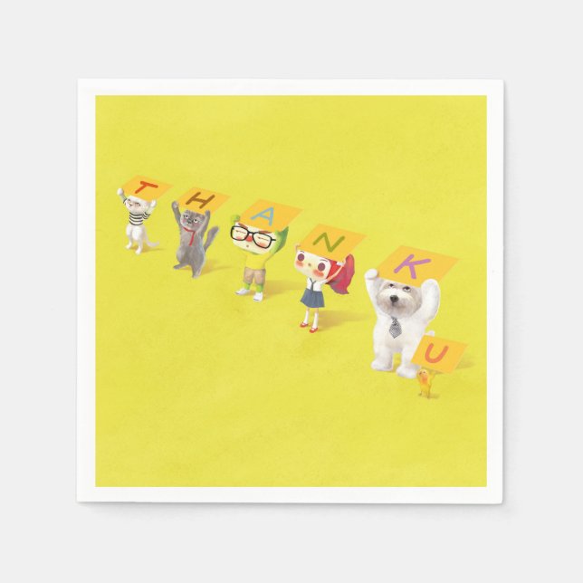 Guardanapo De Papel Caracteres de agradecimento (Frente)