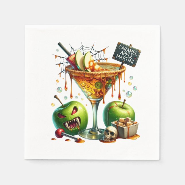 Guardanapo De Papel Caramel Apple Martini Halloween Paper (Frente)