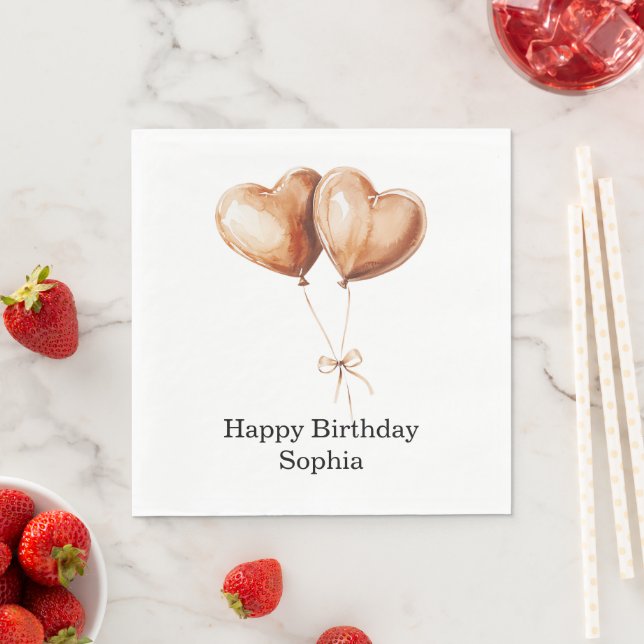 Guardanapo De Papel Caramel Heart Balloons Birthday (Insitu)