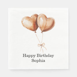 Guardanapo De Papel Caramel Heart Balloons Birthday
