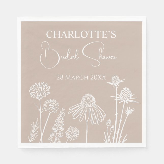 Guardanapo De Papel Caramel Wildflower Sketch Floral (Frente)