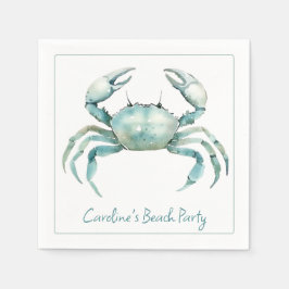 Guardanapo De Papel Caranguejo Aquarela Costeira Personalizada