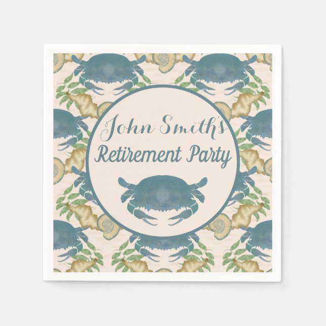 Guardanapo De Papel Caranguejo Banquete-Aquarela-Caranguejos Azuis, Ap (Frente)