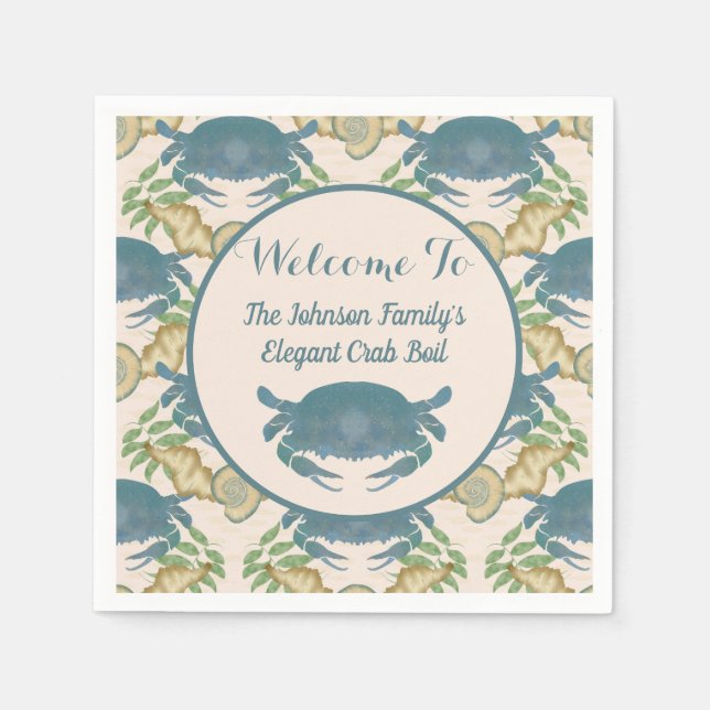 Guardanapo De Papel Caranguejo Elegante - Caranguejos Azuis-Banquete-A (Frente)