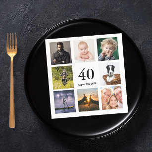 Guardanapo De Papel caras de colagem de fotos de aniversário de 40 ano