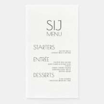 Cardápio de Casamento Moderno Simples Preto Branco