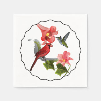 Guardanapo De Papel Cardeal e Hummingbird com Lily Rosa e Ivy