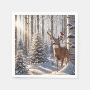 Guardanapo De Papel Cardeal Vermelho Empoleirado nos cilindros de vead