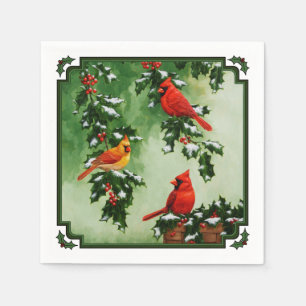 Guardanapo De Papel Cardinais vermelhos nortes e Holly