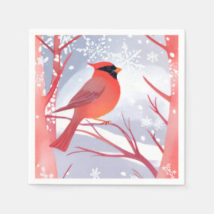 Guardanapo De Papel Cardinal Vermelho   Bela Pintura em Aquarela