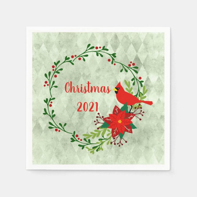 Guardanapo De Papel Cardinals Wreath Personalizado (Frente)