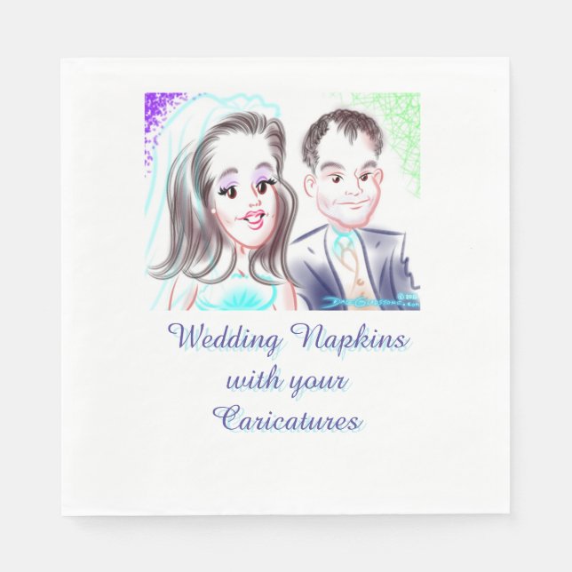 Guardanapo De Papel Caricatura de Casamento Napkins (Frente)