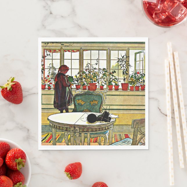 Guardanapo De Papel Carl Larsson - Flores no Parapeito da Janela (Insitu)