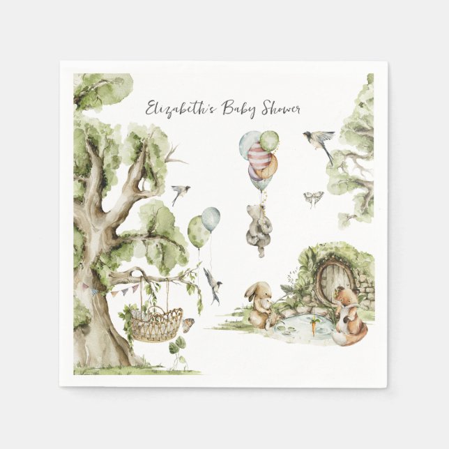 Guardanapo De Papel Carnaval de Circo | Chá de fraldas florestal (Frente)