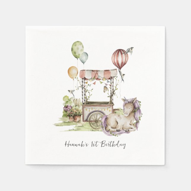 Guardanapo De Papel Carnaval de Circo | Woodland Unicorn Festa de aniv (Frente)