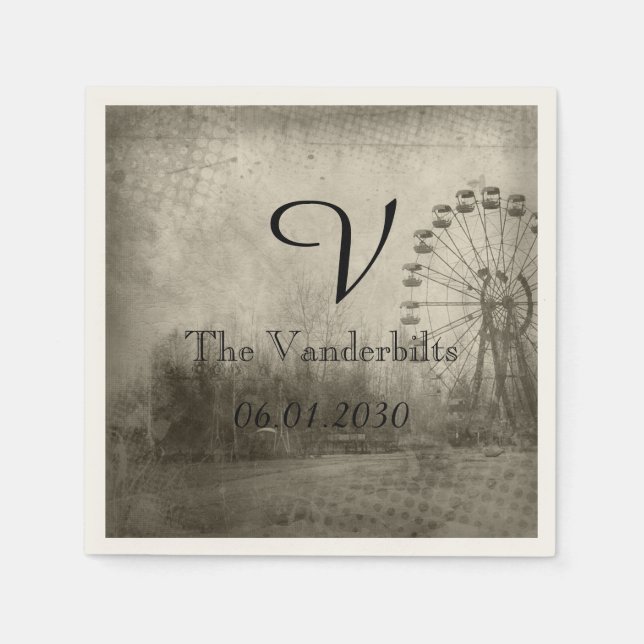 Guardanapo De Papel Carnaval Steampunk Top Hat Monograma Casamento Nap (Frente)