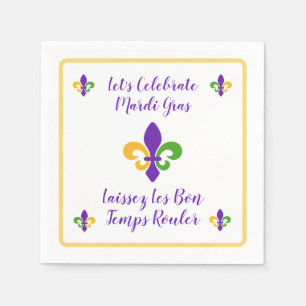 Guardanapo De Papel Carnaval Tempt Verde Dourado Roxo Fleur de Lis