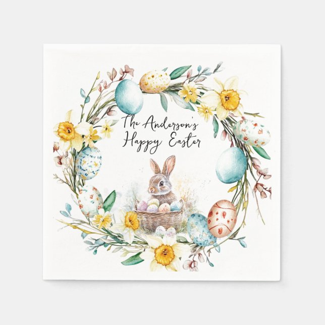 Guardanapo De Papel Carneiro com ovos Crosss I e Páscoa floral (Frente)