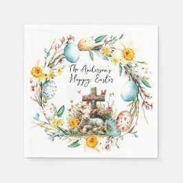 Guardanapo De Papel Carneiro com ovos Crosss I e Páscoa floral